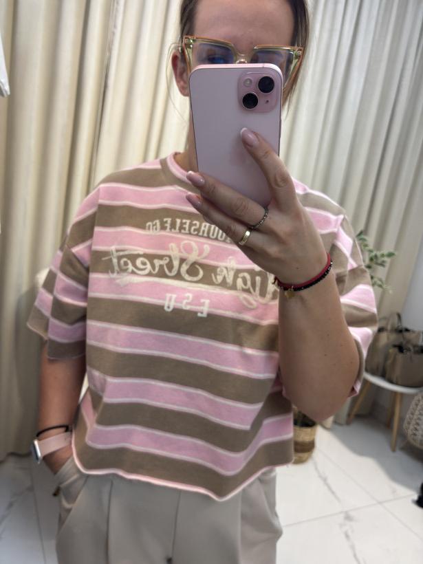 Bluzka MI paski High Street róż