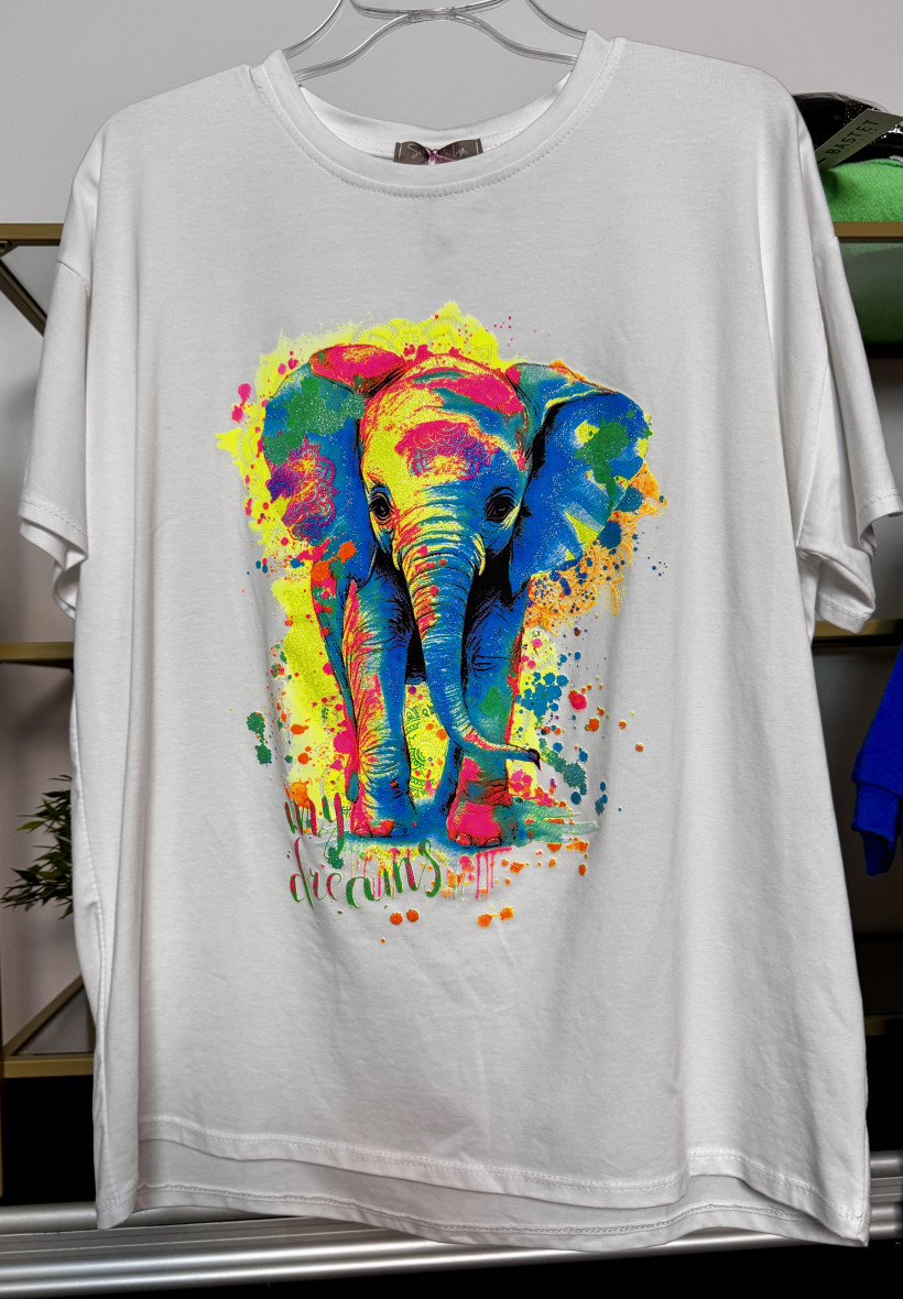 T-shirt AZARA neonowy słoń - wyprzedaż