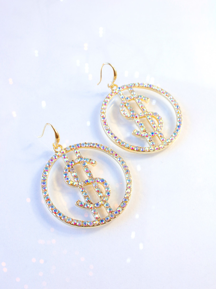 KOLCZYKI DOLARSOWE DIAMENTOWE 