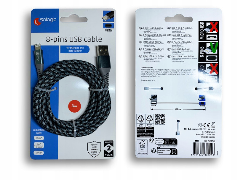 sologic kabel usb lighting 3m