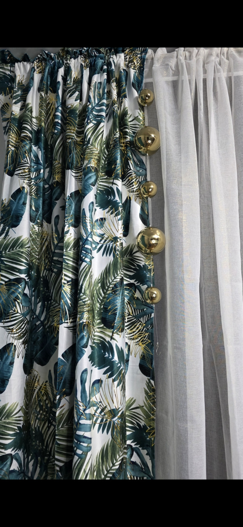 Zasłona welur 140x270cm Taśma liscie zielone 