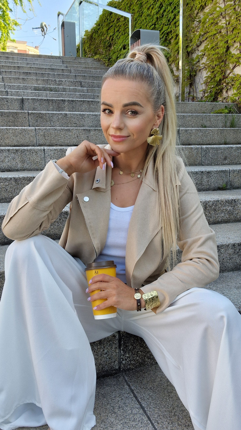 Kurtka ramoneska piaskowa