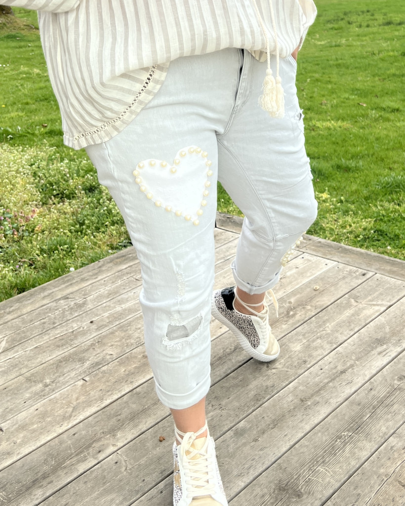 Réf 4162 Jeans gris coeur perle du S au XL