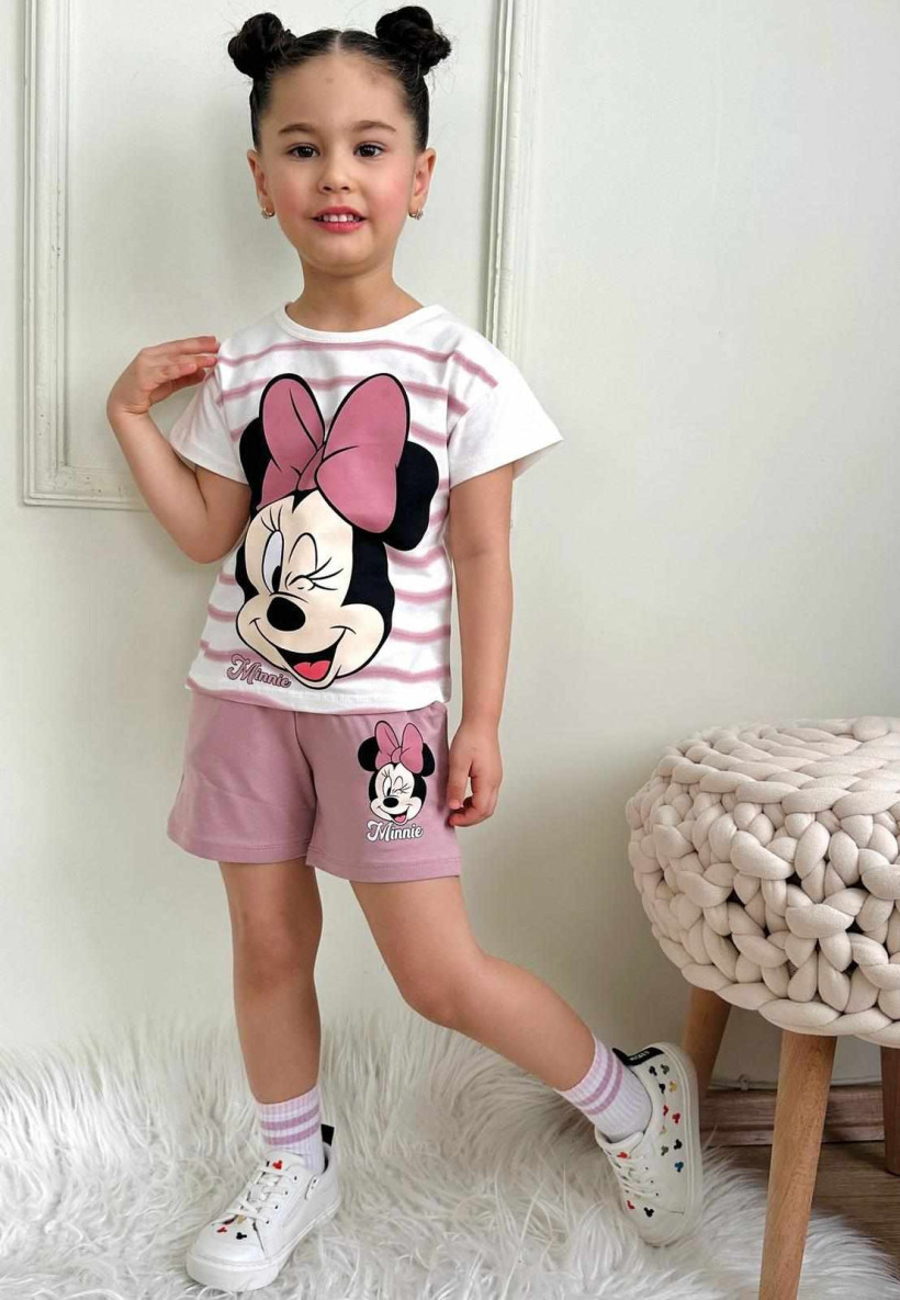 Komplet Myszka różowo-biała