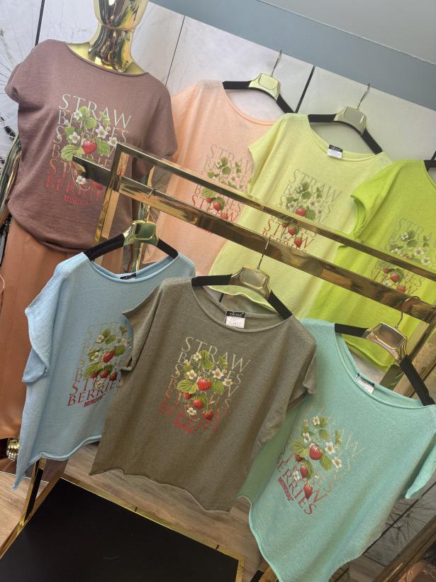Bluzeczka bawełna-len ‚Strawberries’ Minouu