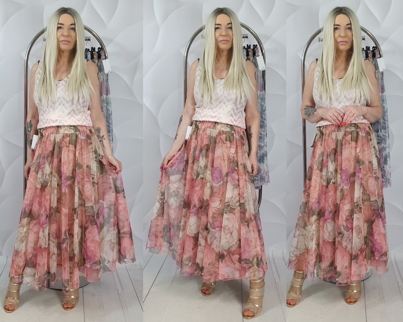 SPÓDNICA KWIATY / TIUL 7777/21066 RB21