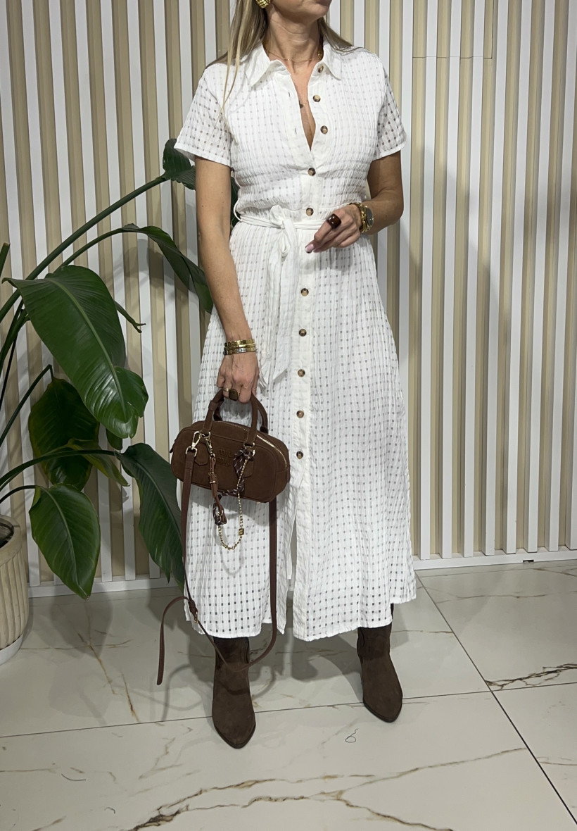 LR SUKIENKA BIAŁA KRATKA BOHO