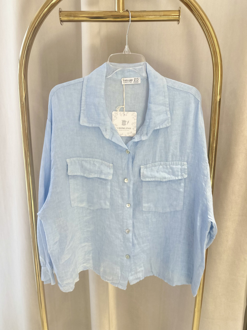 ITALY KOSZULA BŁĘKIT LNIANA