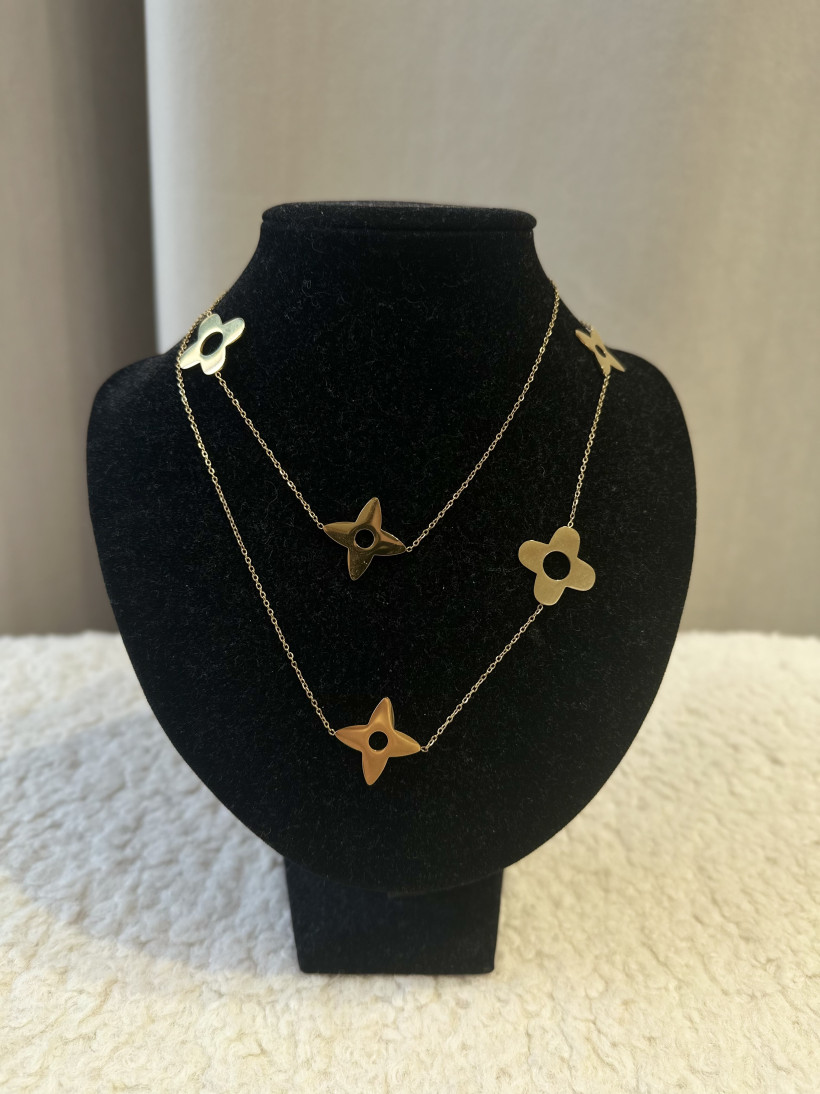 NASZYJNIK ZŁOTE KWIATY LV