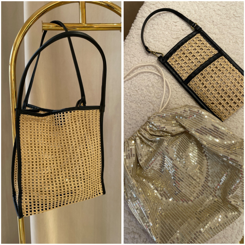 TOREBKA SŁOMIANA Z WORKIEM I ETUI