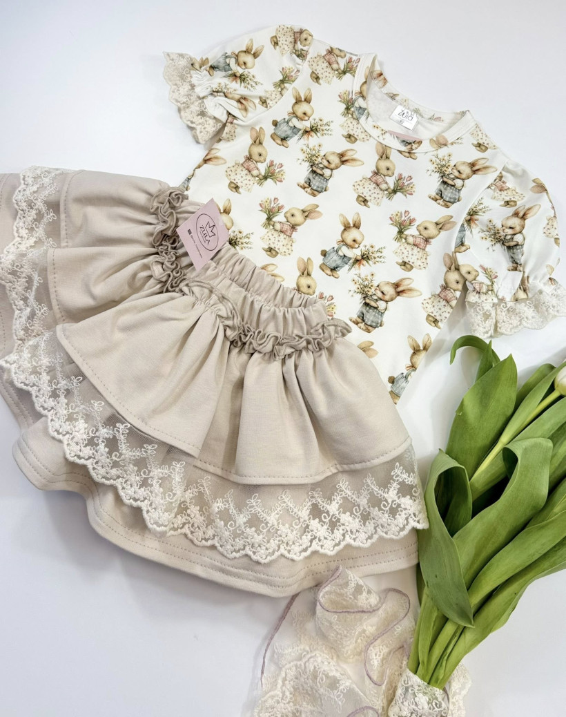 Spódniczka beż z koronką ecru Zula