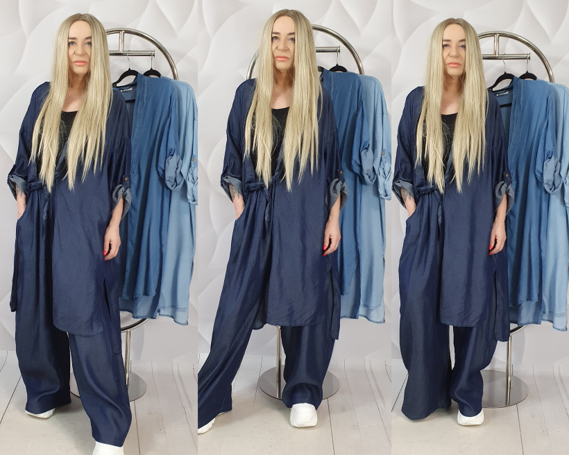 PŁASZCZ JEANSOWY WIĄZANY 14953 /61192 SK16