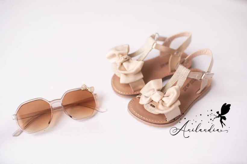 Buciki sandałki beżowe z kokardką