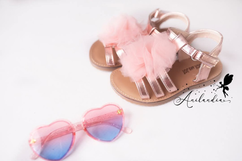 Buciki sandałki różowe z tiulem