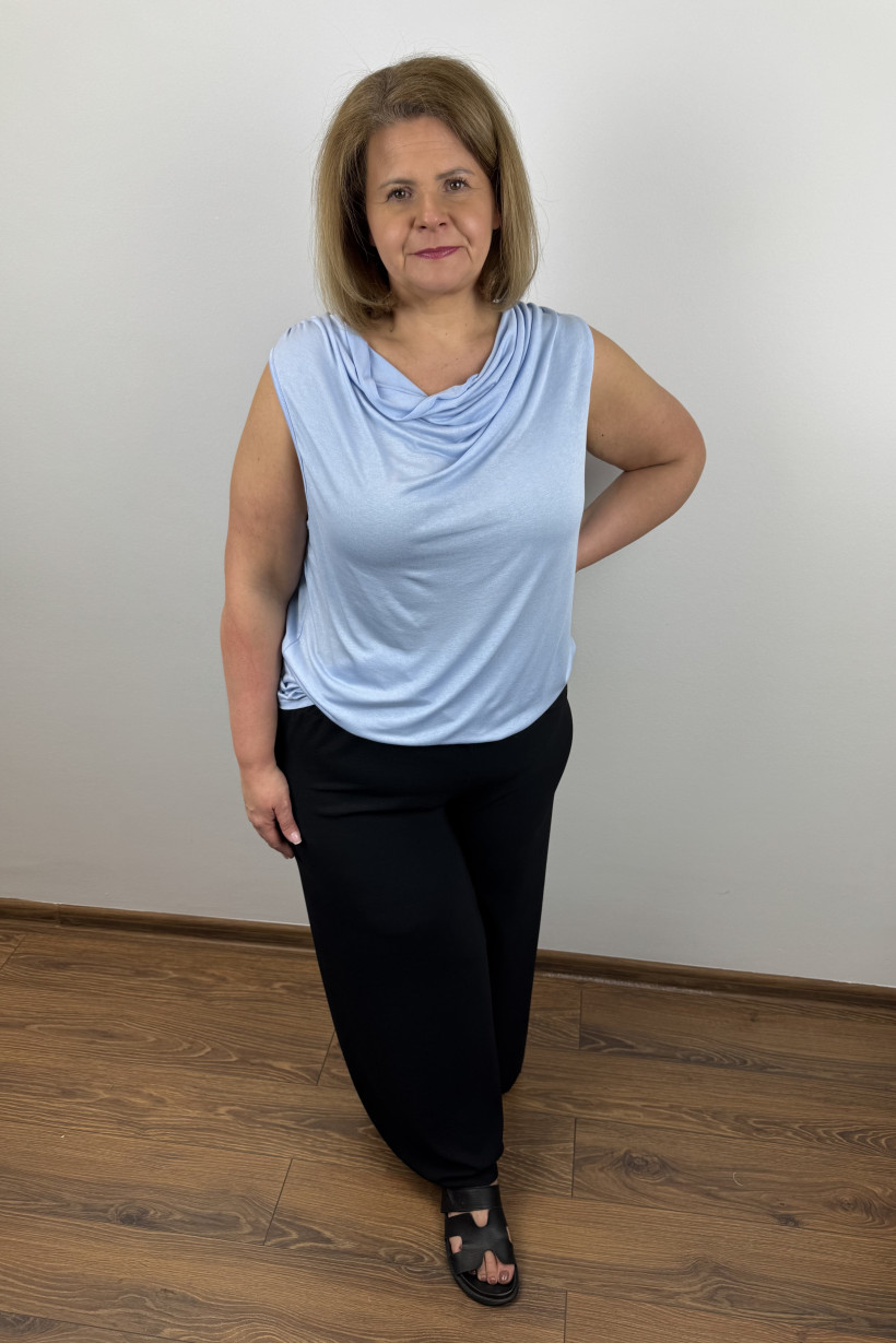 Top /Tunika dekold z wodą - wł. - 10201 - błękitny