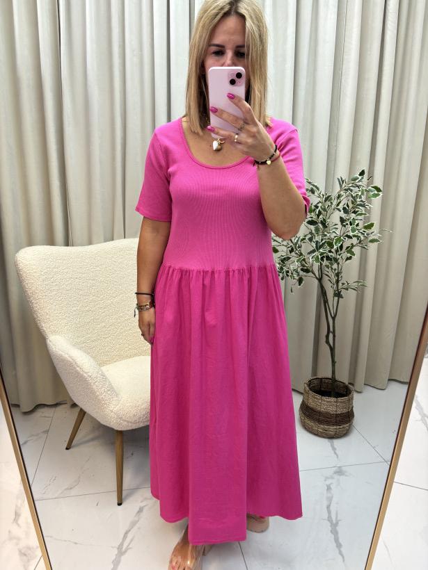 Sukienka płótno góra prążek 3221