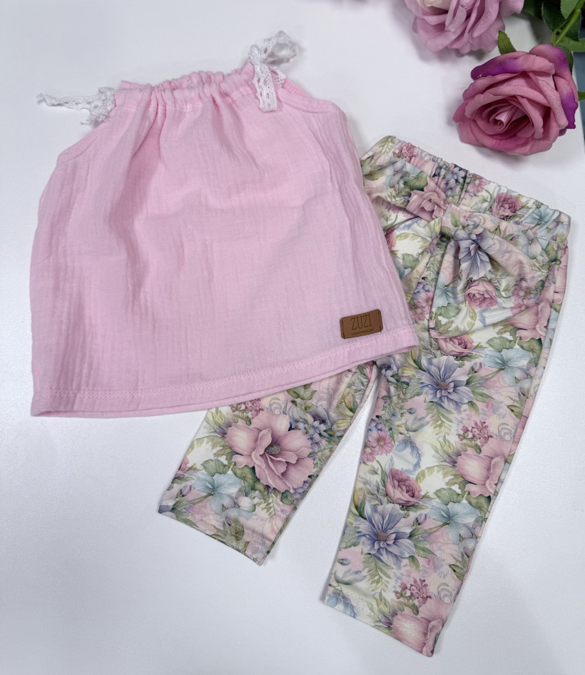 Legginsy 3/4 pastelowe kwiaty Limitka Zula