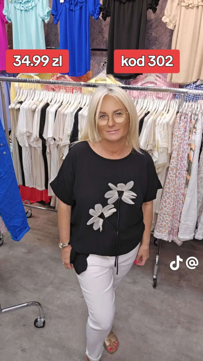 BLUZKA KWIAT WIĄZANA KREPA