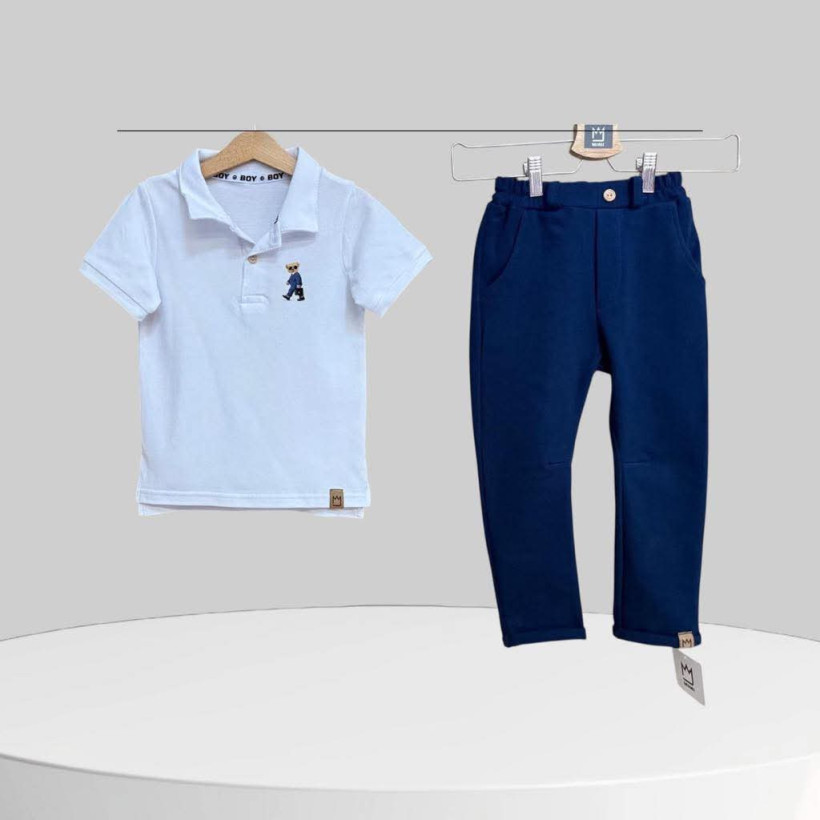 KOSZULKA POLO BIAŁA MIŚ Czarny MIMI