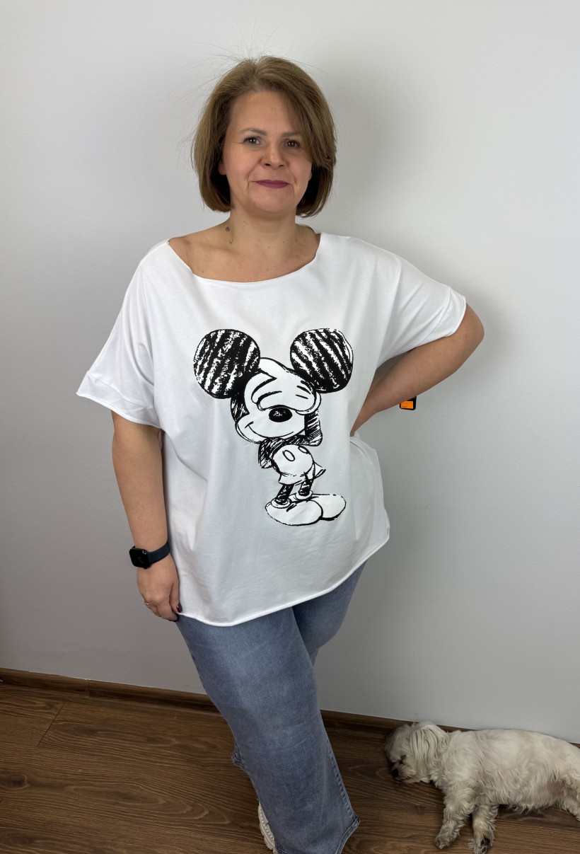 Tunika laserowo cieta, myszka miki - wł. - 10367 - biała
