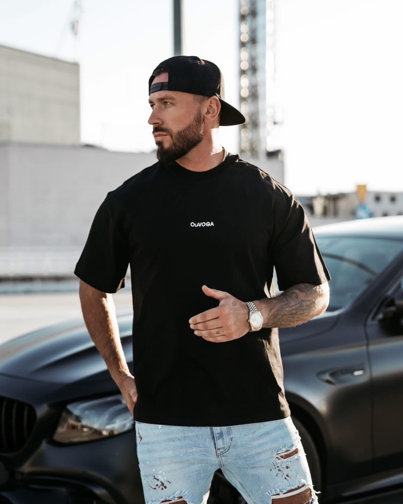 t-shirt męski GREAK czarny