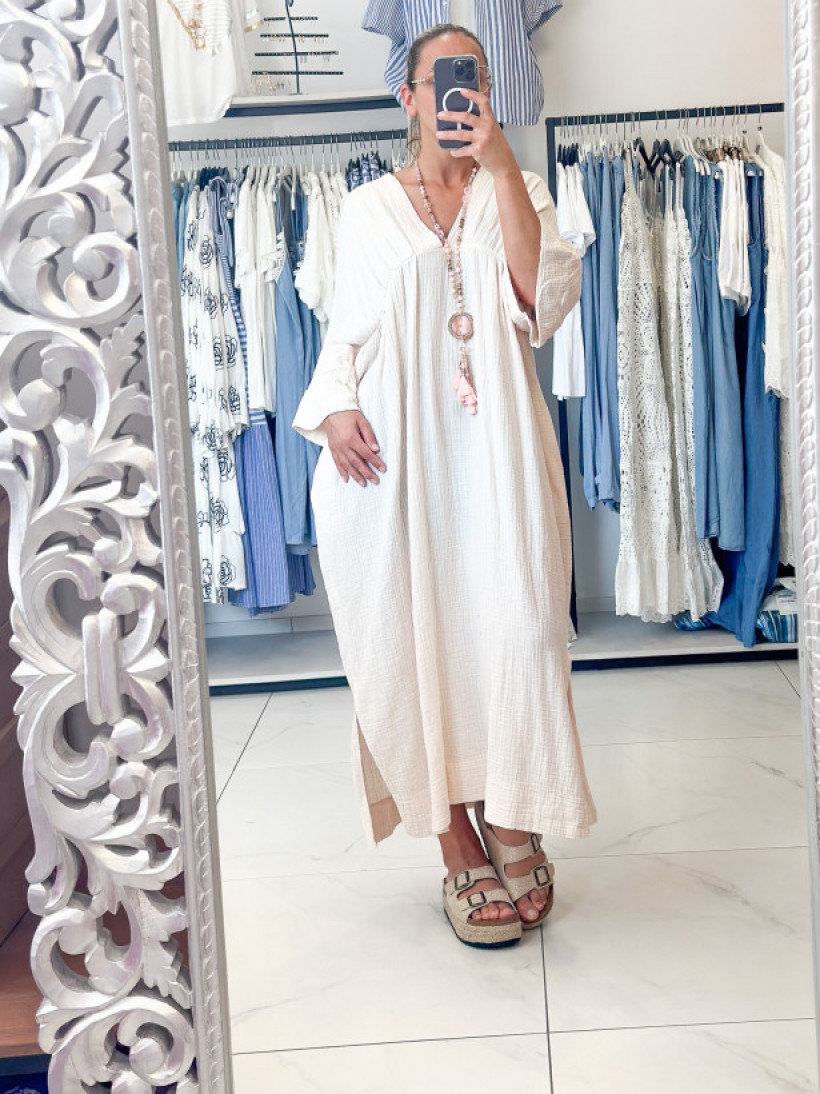 Robe oversized gaz de coton - ECRU