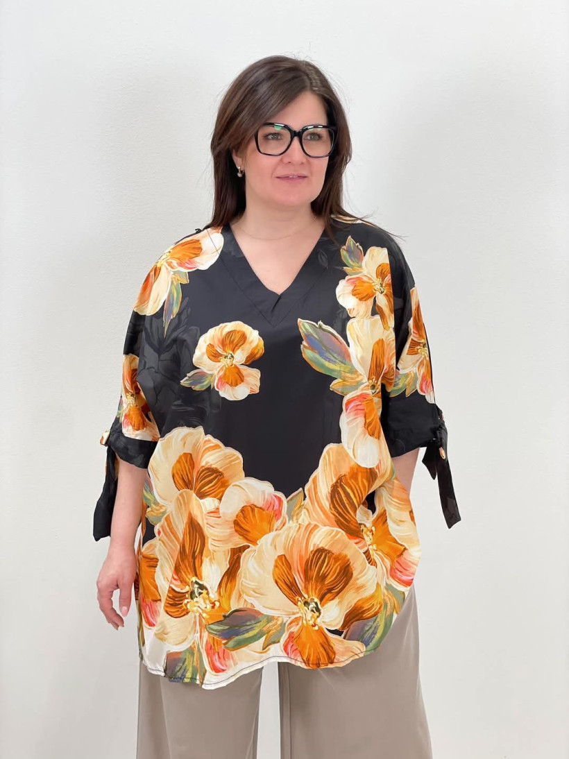 Elegancka tunika bawewełna Plus Size Storczyk