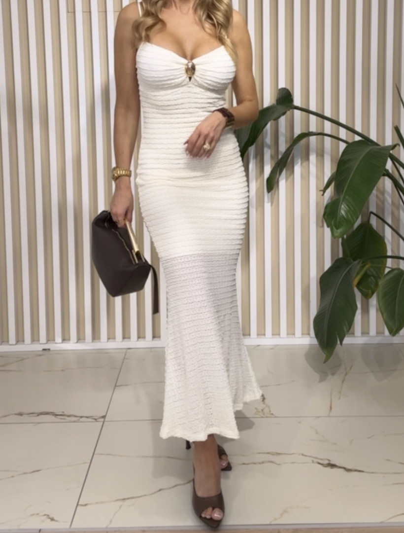 GIORGIA SUKIENKA FALOWANA ZŁOTY DODATEK BIAŁA