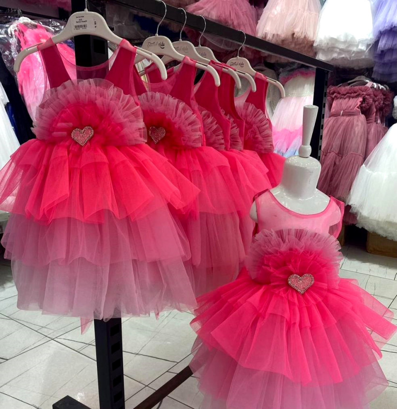 Sukienka OKAZJONALNA - serce - róż