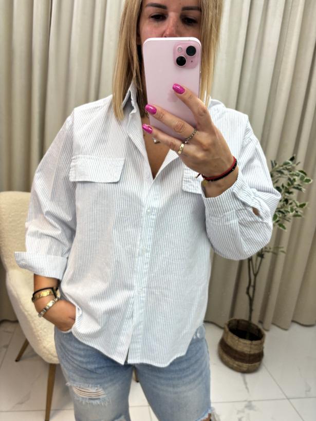 Koszula paski biało-niebieskie 66503