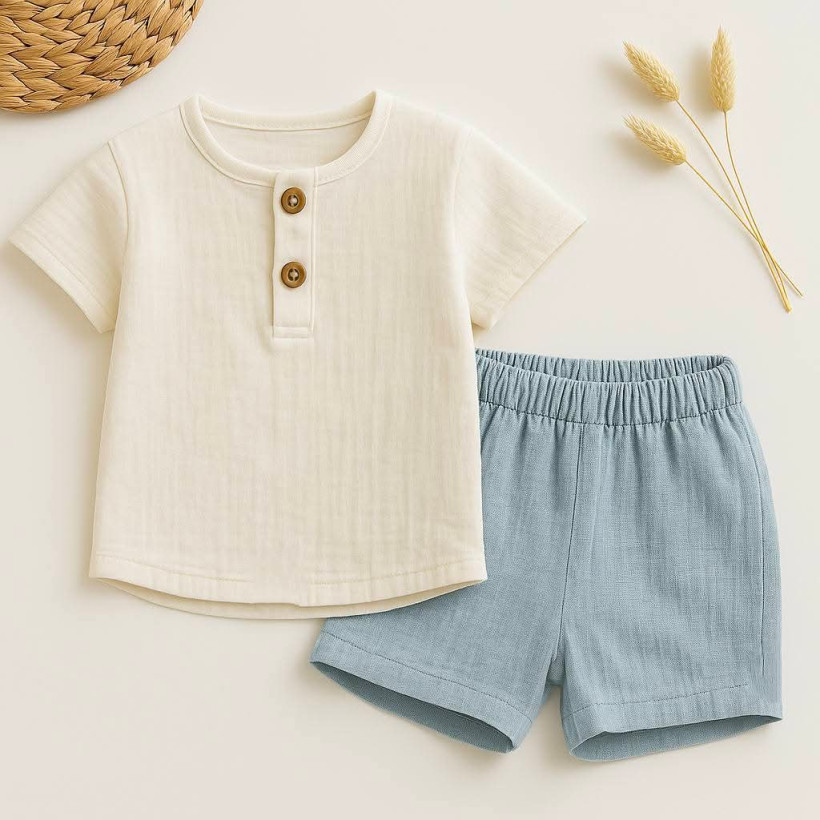 Komplet muślin z błękitem