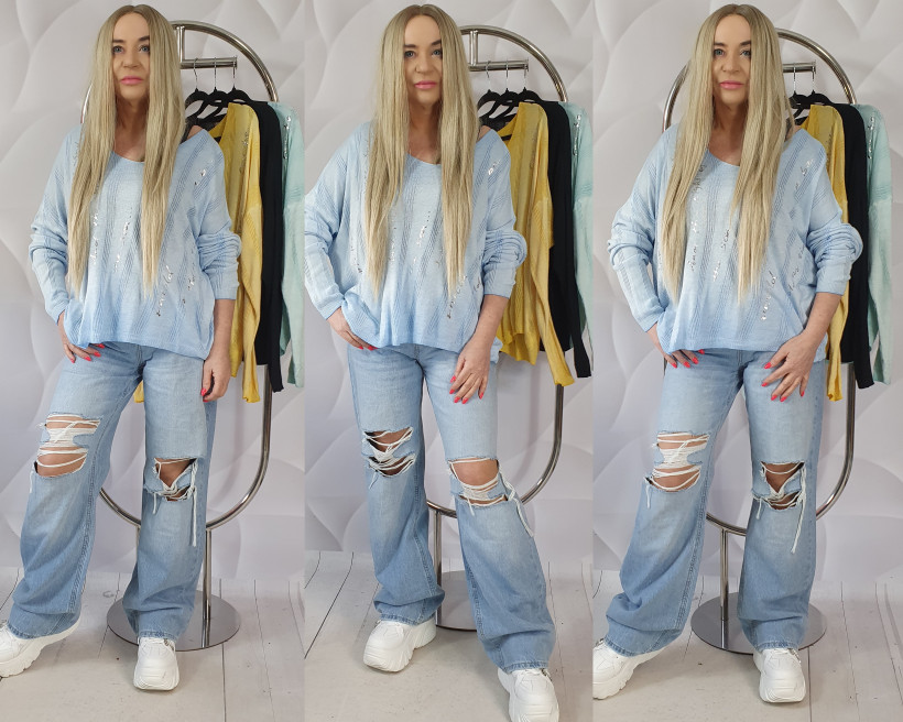 SWETEREK VENIS 3050 RB14 SREBRNE NAPISY %PRZECENA