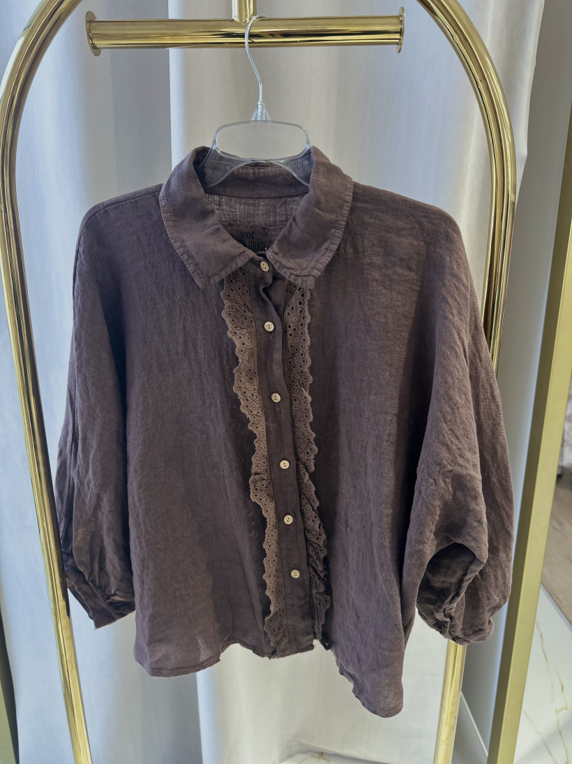 WIYA KOSZULA LNIANA CZEKOLADA