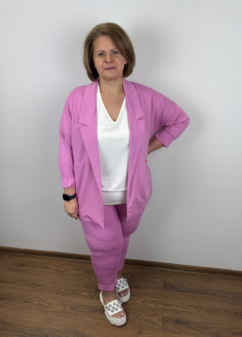 Spodnie jednokolorowe punto - senorita - 623419 - różowe