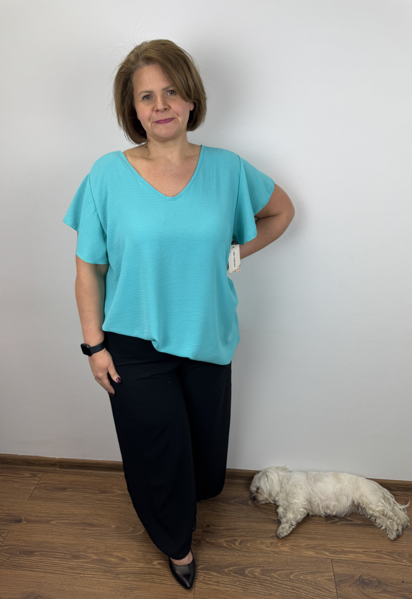 Tunika dekold w v wiązany z tyłu - wł. - 5503 - mięta