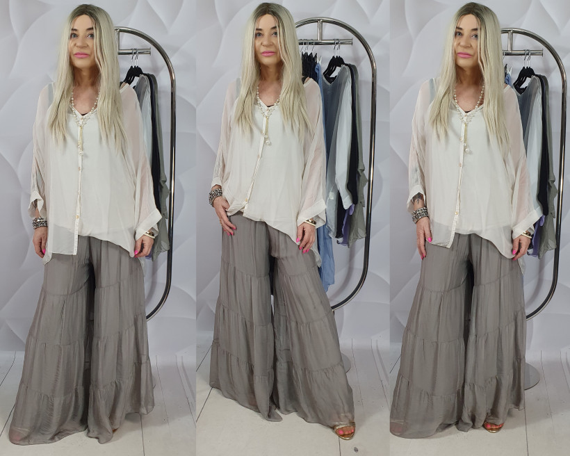 BLUZKA JEDWABNA Z TOPEM 9844 RB18