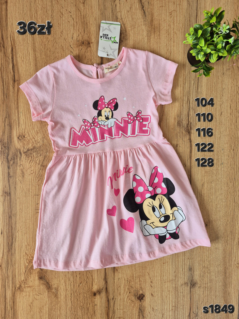 Różowa sukienka "Minnie" z brokatem