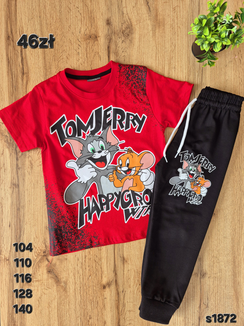 Komplet czerwona koszulka i czarne spodenki Tom Jerry