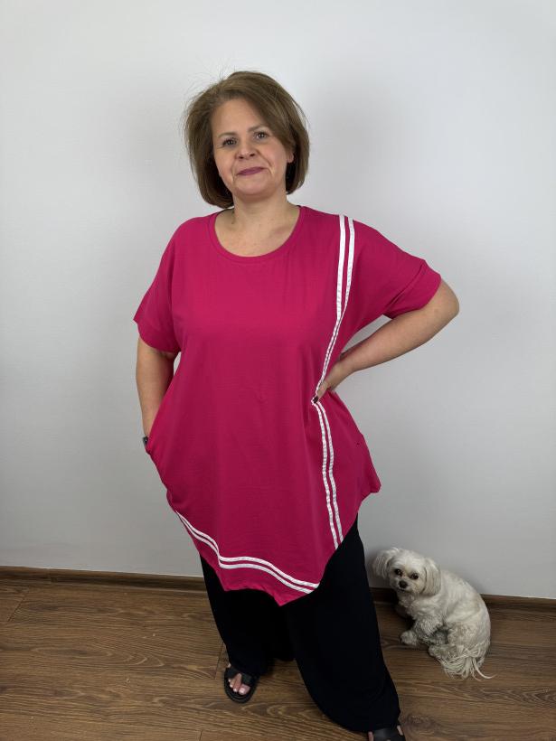 Tunika z lampasem z przodu - ww - 3235 - fuksja