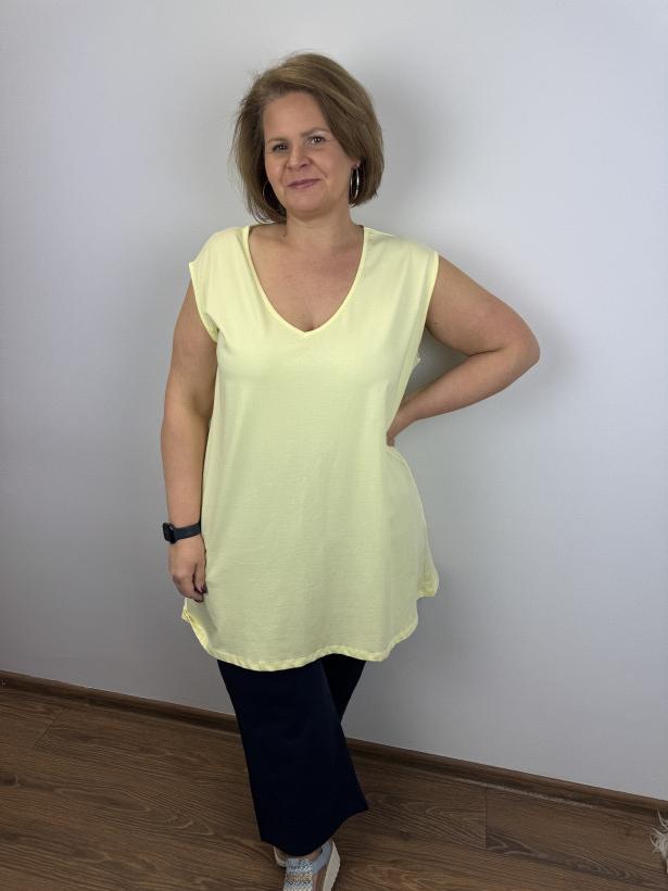 Tunika w serek bez rękawów - ww - 3442 - żółta
