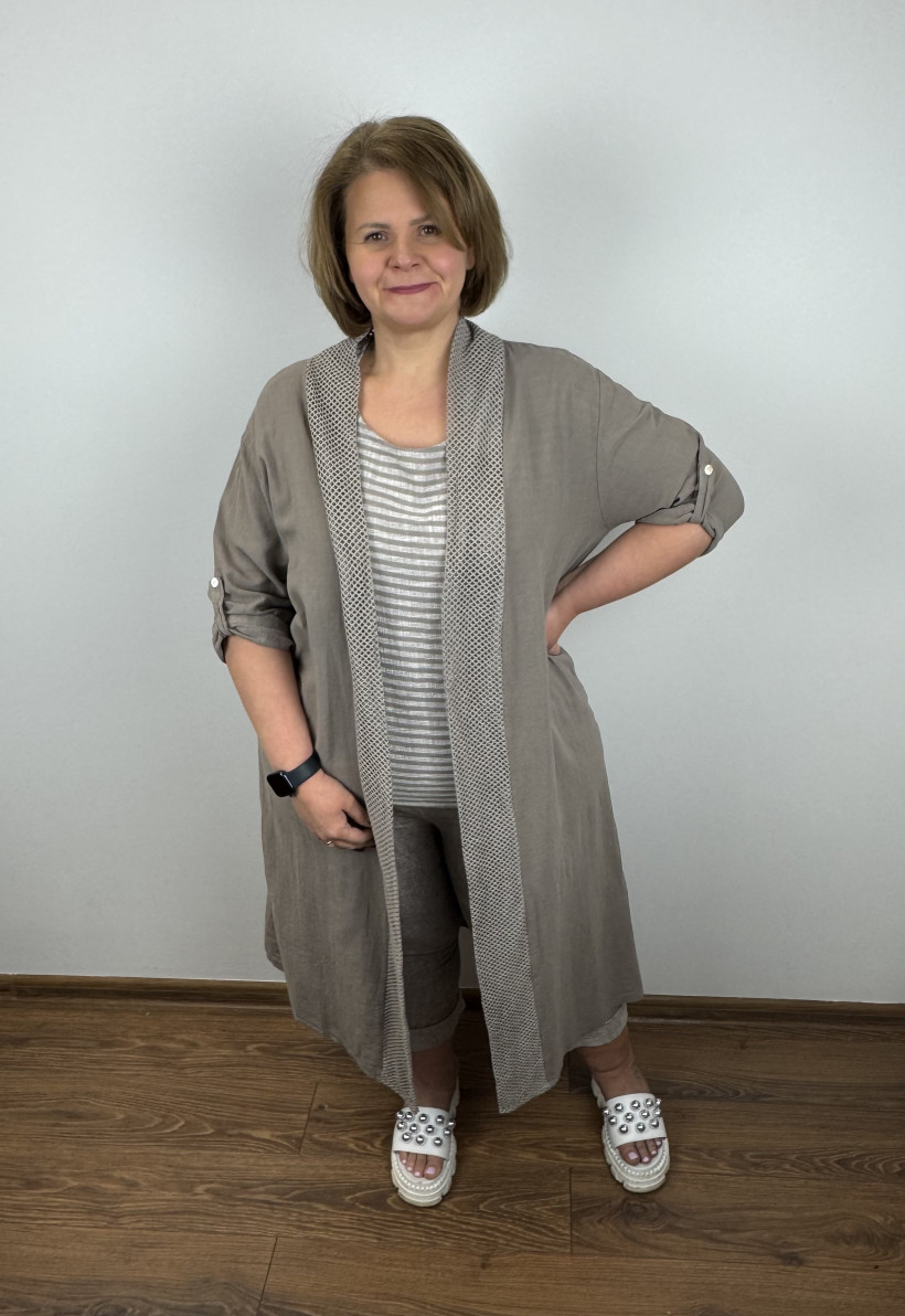 Narzutka /Płaszczyk wykończony siateczką - wł. - 3627 - fango