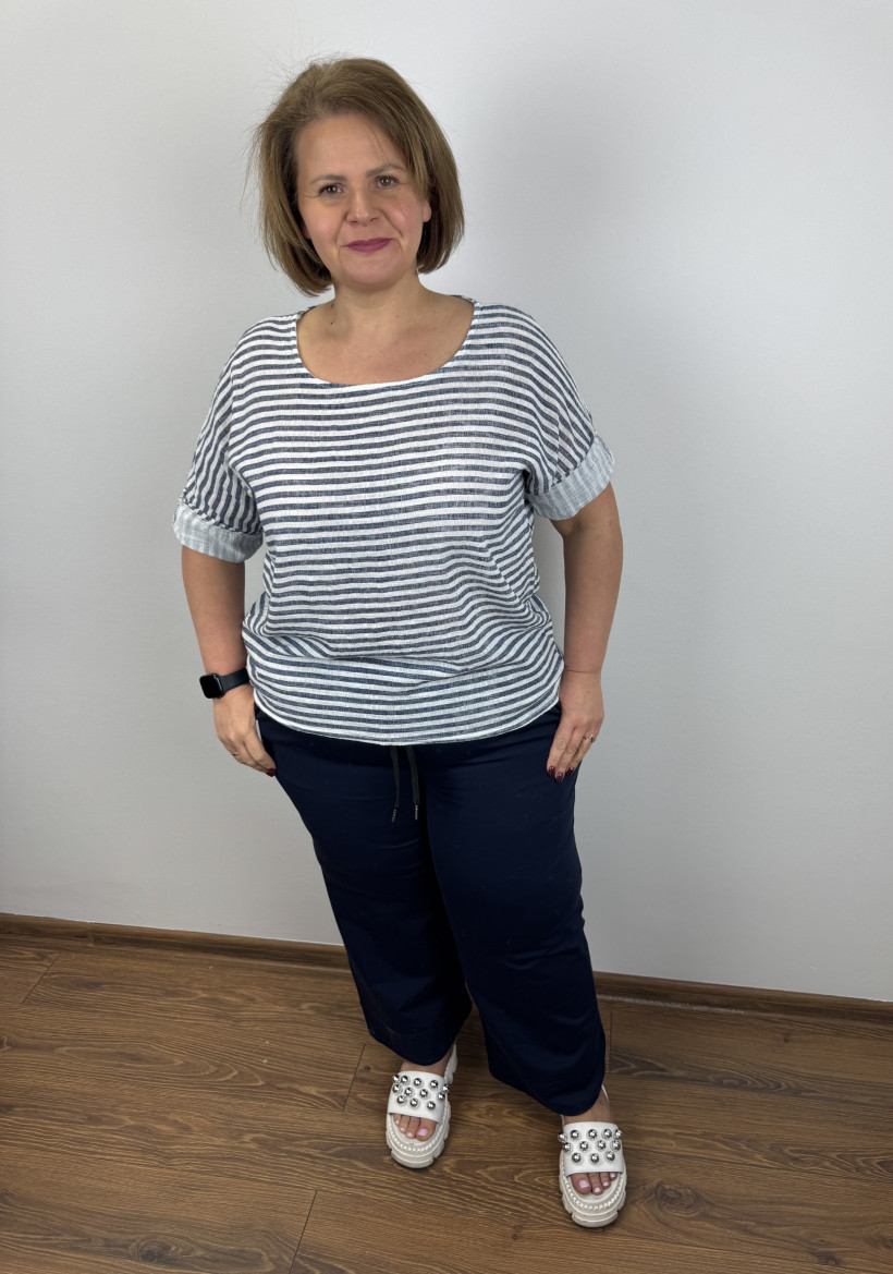 Bluzka w paski - wł. - 8003 - jeans