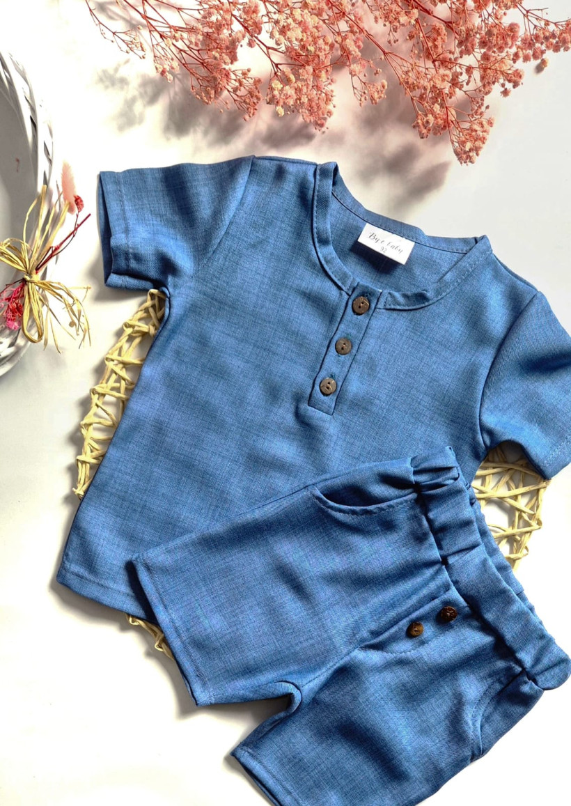 Komplet z lnem denim By o Baby