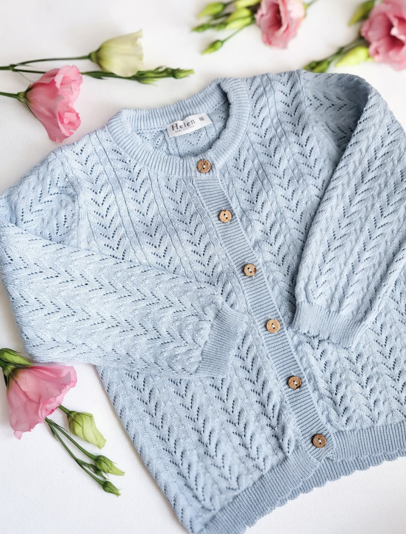 SWETEREK AŻUROWY BŁĘKIT HELEN