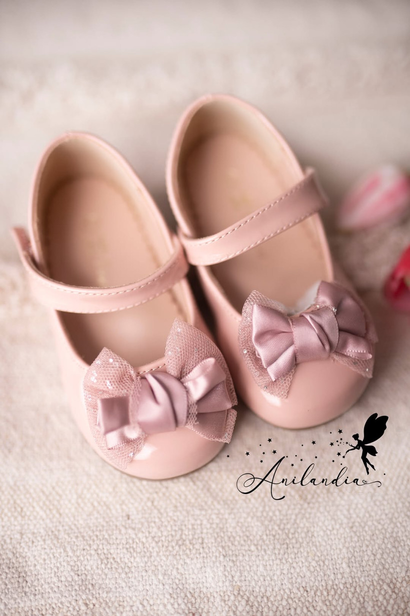 Balerinki różowe z kokardką