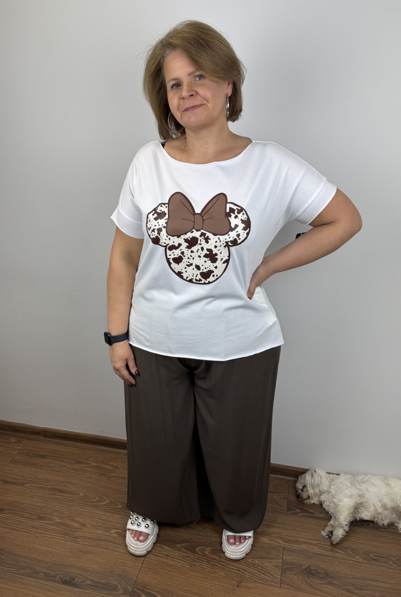 Tunika laserowo cięta, myszka miki, krówka - wł. - 10568 - mniejsza - biała