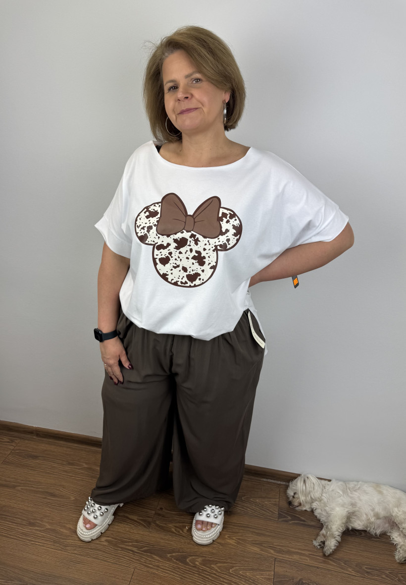 Tunika laserowo cięta, myszka miki, krówka - wł. - 10568 - większa - biała