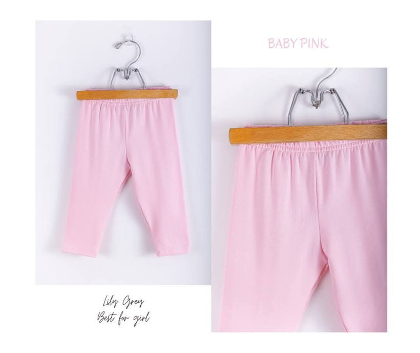 LEGINSY 3/4 BABY PINK LILY GREY (WYPADAJĄ ZANIŻONE-ZAMAWIAMY ROZMIAR WIĘKSZE!)