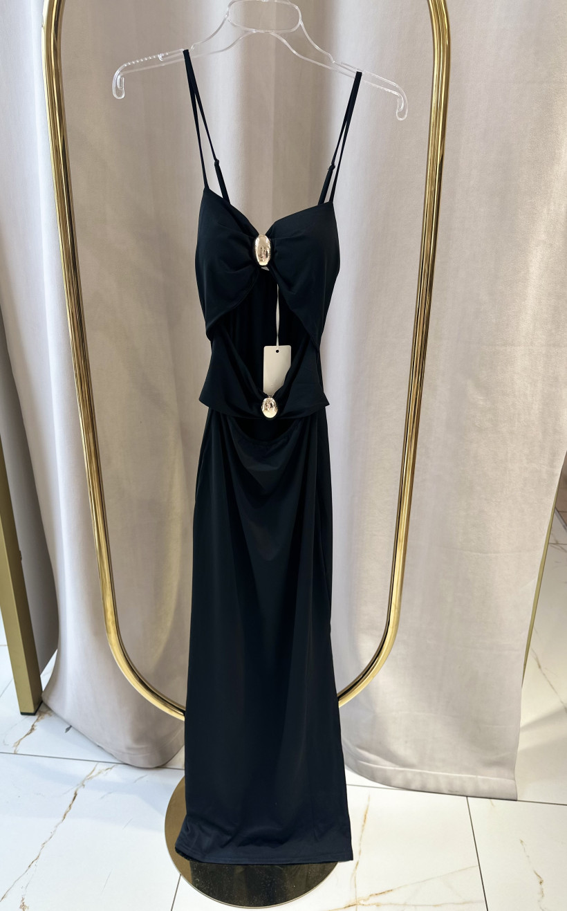 GIORGIA SUKIENKA CZARNA ZŁOTY DODATEK