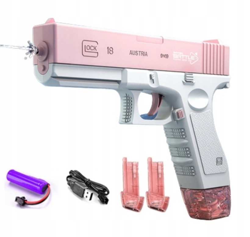 Automatyczny pistolet na wodę różowy